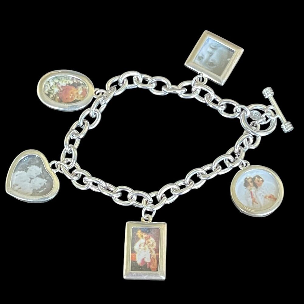 7.5" Silver-T Premier Designs Photo Frame Charm Toggle Bracelet Insert Your Own